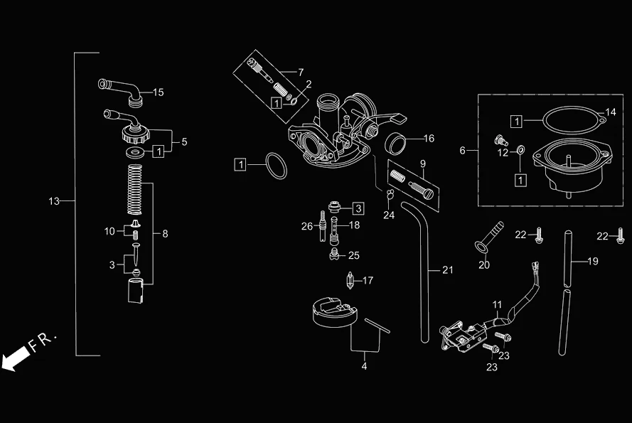 E-13 CARBURETTOR diagram showing 93892-04014-08