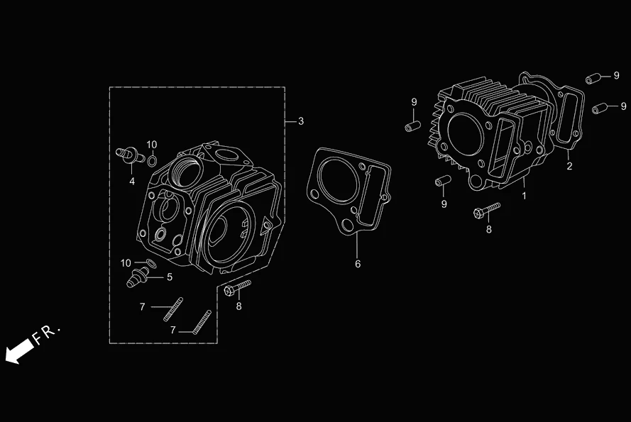 E-2 CYLINDER/CYLINDER HEAD diagram showing 12191-GS4-762