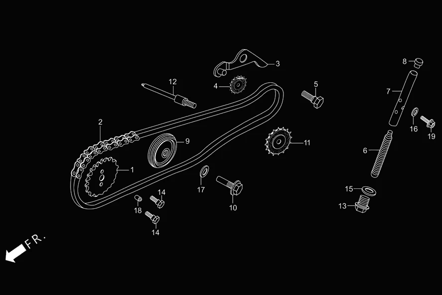 E-4 CAM CHAIN TENSIONER diagram showing 14610-086-000R
