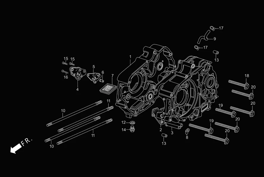 E-8 CRANK CASE/OIL PUMP diagram showing 90032-GF6-000R