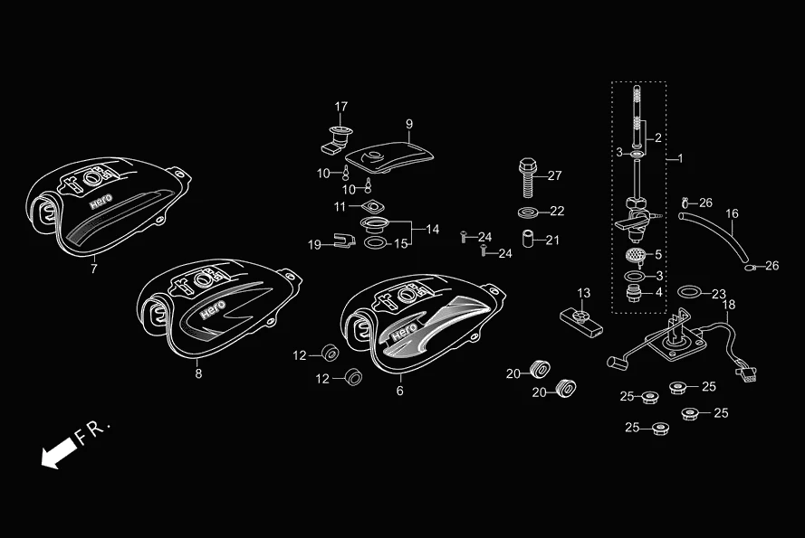 F-13 FUEL TANK diagram showing 16967-MA2-770
