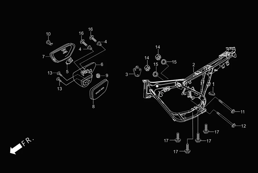 F-25 FRAME BODY/UTILITY BOX diagram showing 95701-06016-07