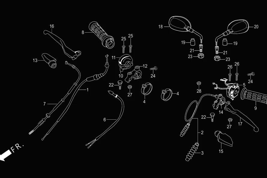 F-3 HANDLE LEVER/SWITCH/CONTROL CABLE diagram showing 90003-MY5-720
