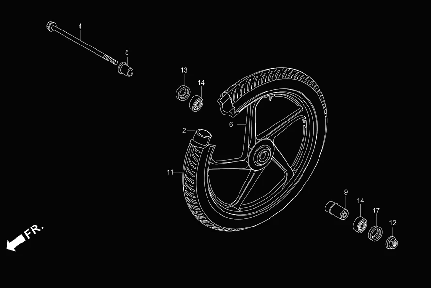 F-9-CAST FRONT WHEEL diagram showing 44601-AAE-H20