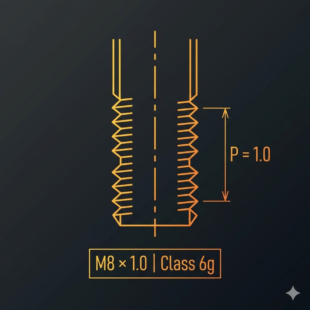 Thread profile showing pitch and form