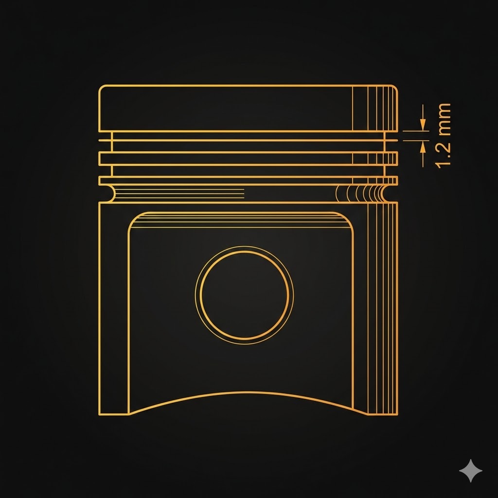 Piston ring groove detail showing precision machining